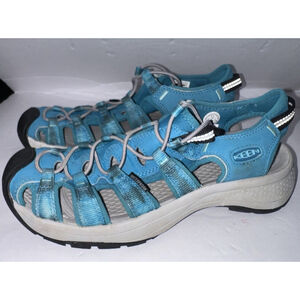 Keen Whisper Waterproof Sandals Womens 6.5 Shoes Hiking Grey Turquoise Outdoor
